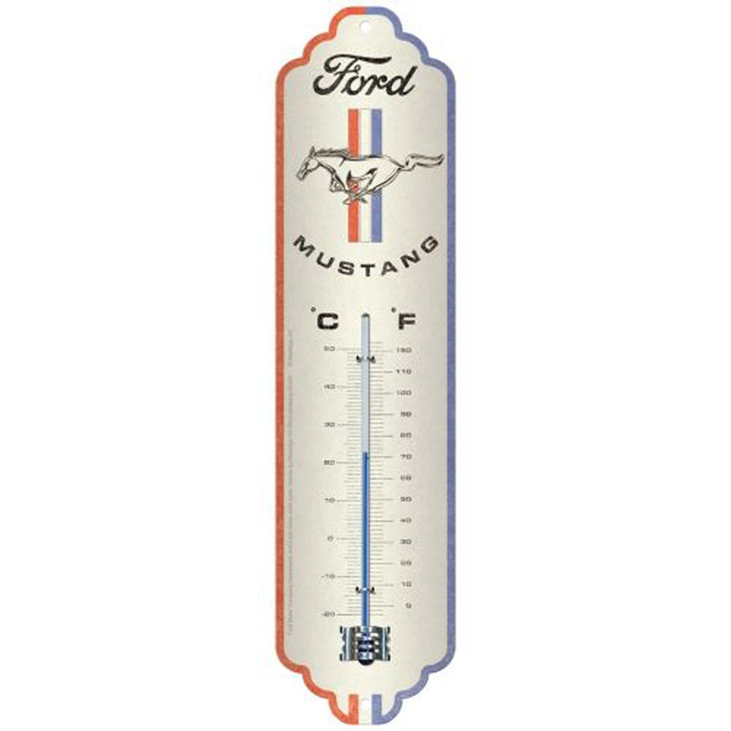 Nostalgic-Art Ford Mustang Horse & Stripes Logo Thermometer