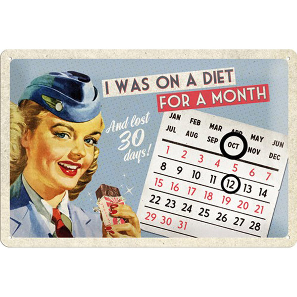 Nostalgic-Art Calendar On a Diet Medium Sign (20x30cm)