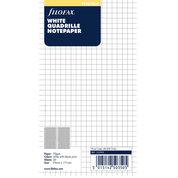 Filofax Squared Personal Refill (White)