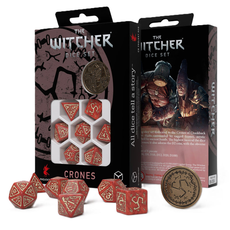 Los dados de Witcher Crones se establecen 7pcs con moneda