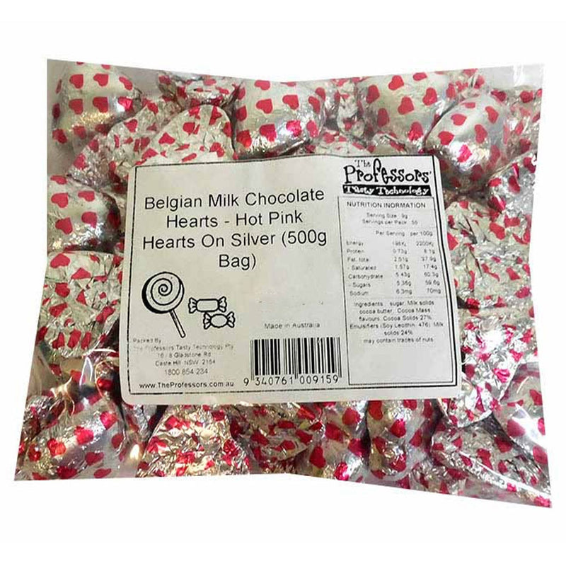  Corazones de chocolate con leche belga con estampado de corazones rosas