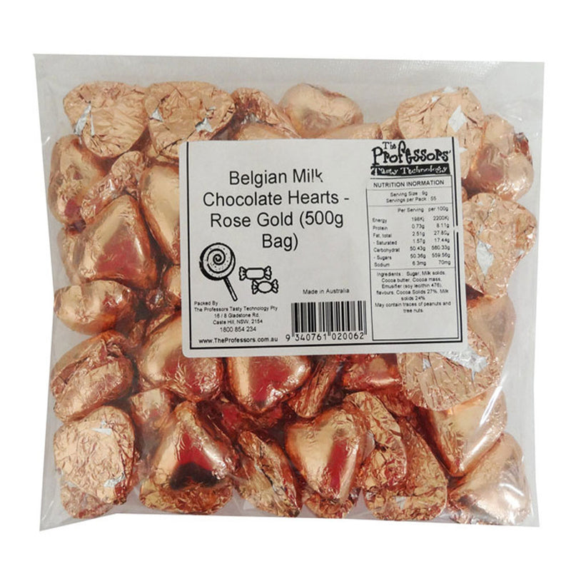  Corazones de chocolate con leche belga 500g