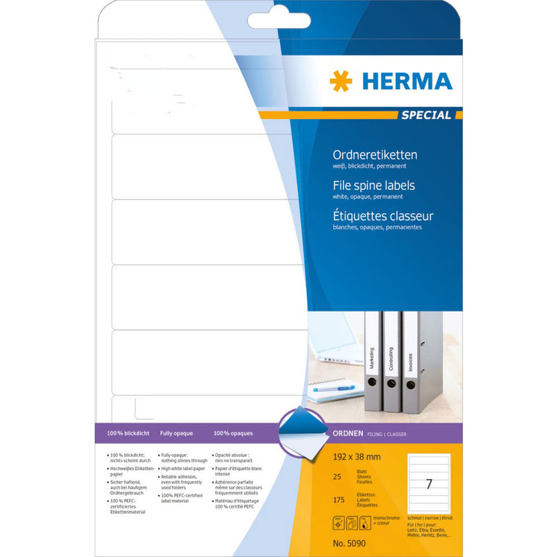 Herma File Spine Labels A4 25pc (White)