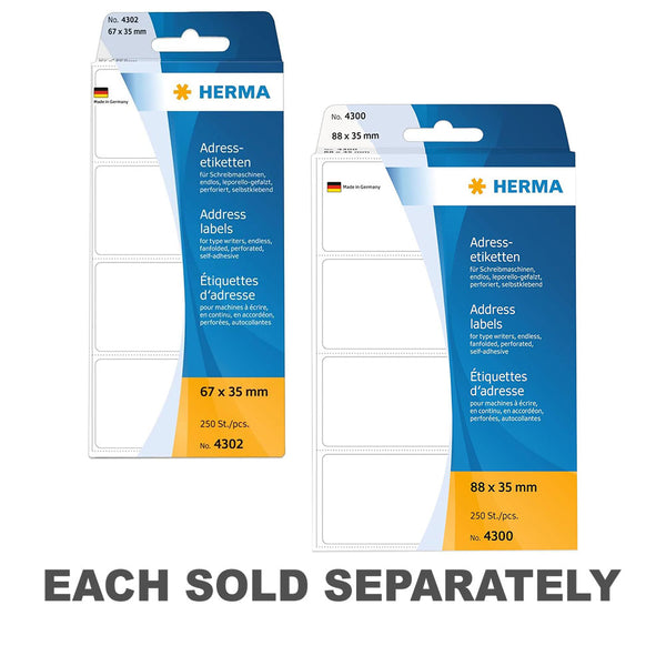 Herma Fanfolded Adress Labels White 250pc