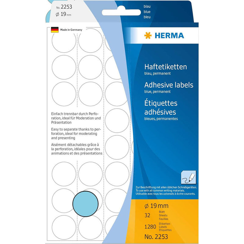 Herma Coloured Adhesive Dot Labels (Blue)