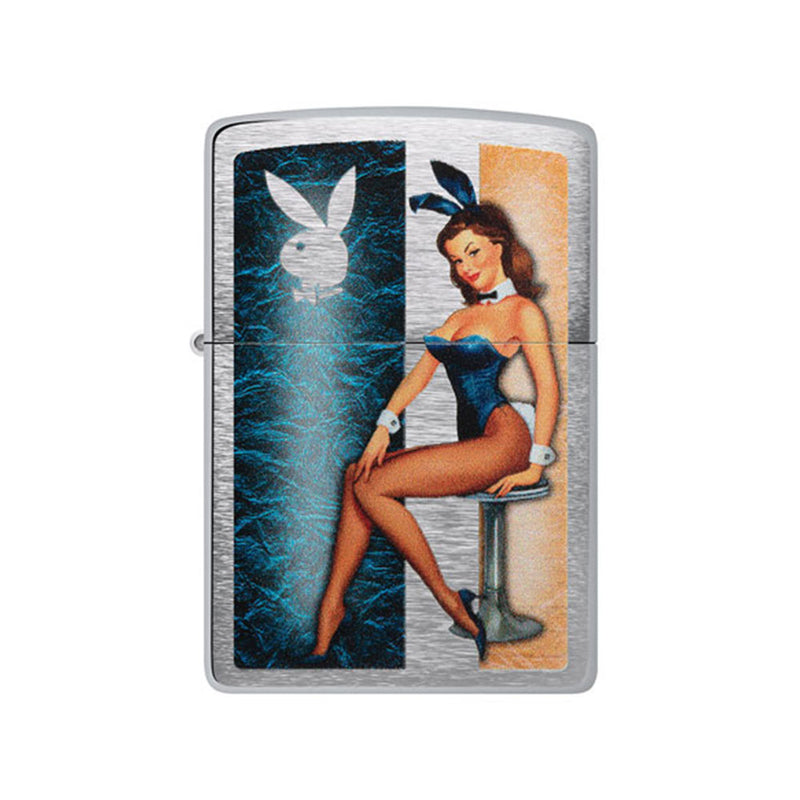  Encendedor Zippo Playboy de cromo cepillado resistente al viento