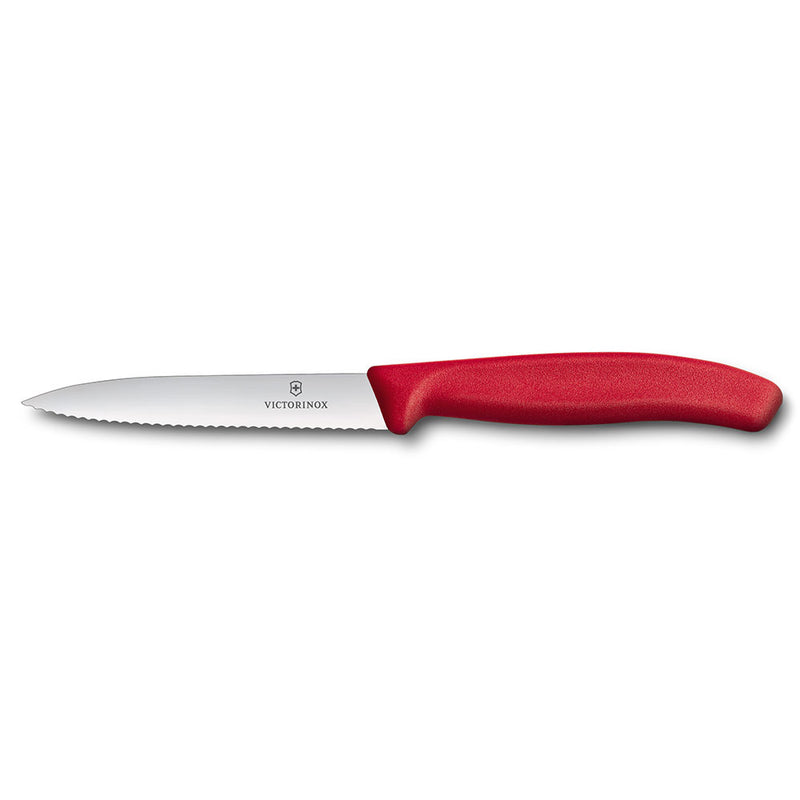  Cuchillo de pelar Victorinox con hoja puntiaguda y borde ondulado, 10 cm