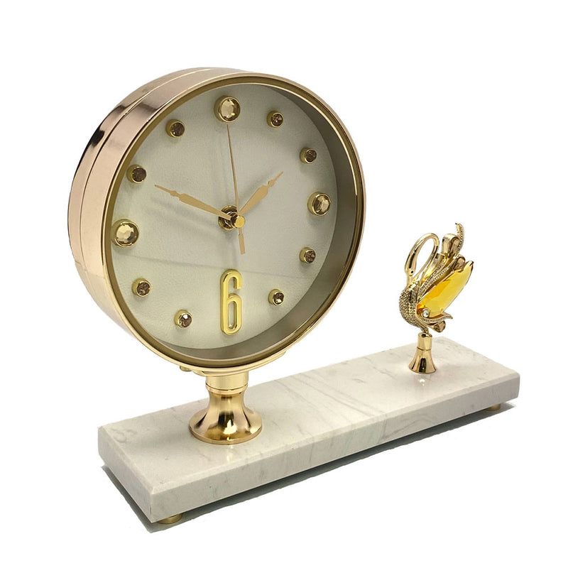 Horloge de table de conception de cygne en cristal premium