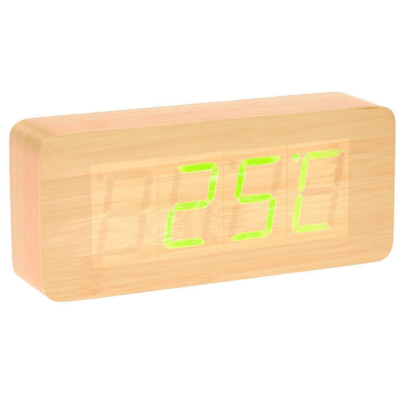 Grande orologio cuboide in legno a LED