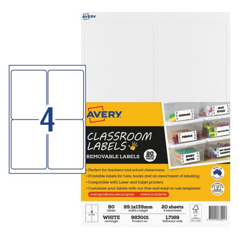 Avery Removable Classroom Label 20pcs