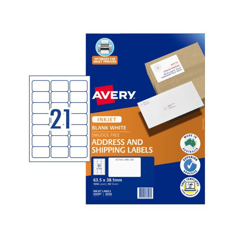 Etichetta Avery per stampante a getto d'inchiostro 50pcs