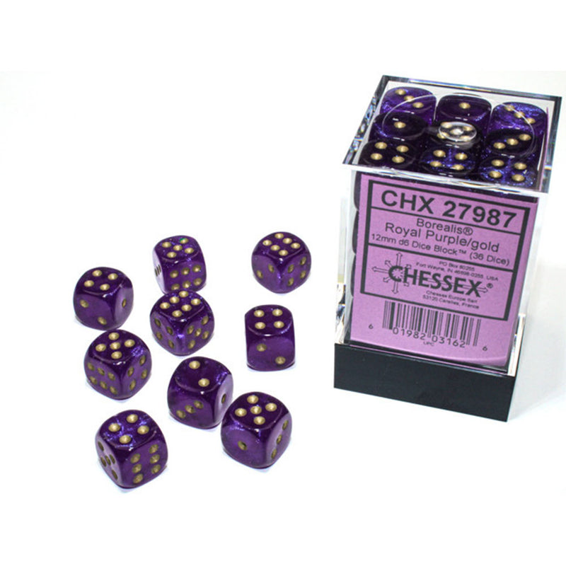 Borealis Chessex 12 mm D6 Bloc de dés lumineux