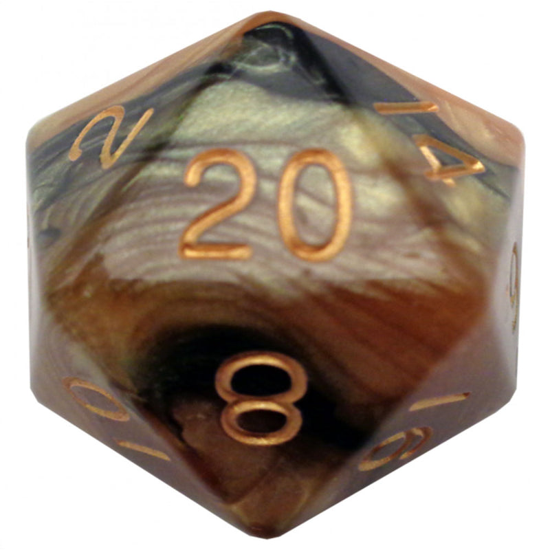 MDG 35 mm méga acrylique D20 Dice avec des numéros d'or