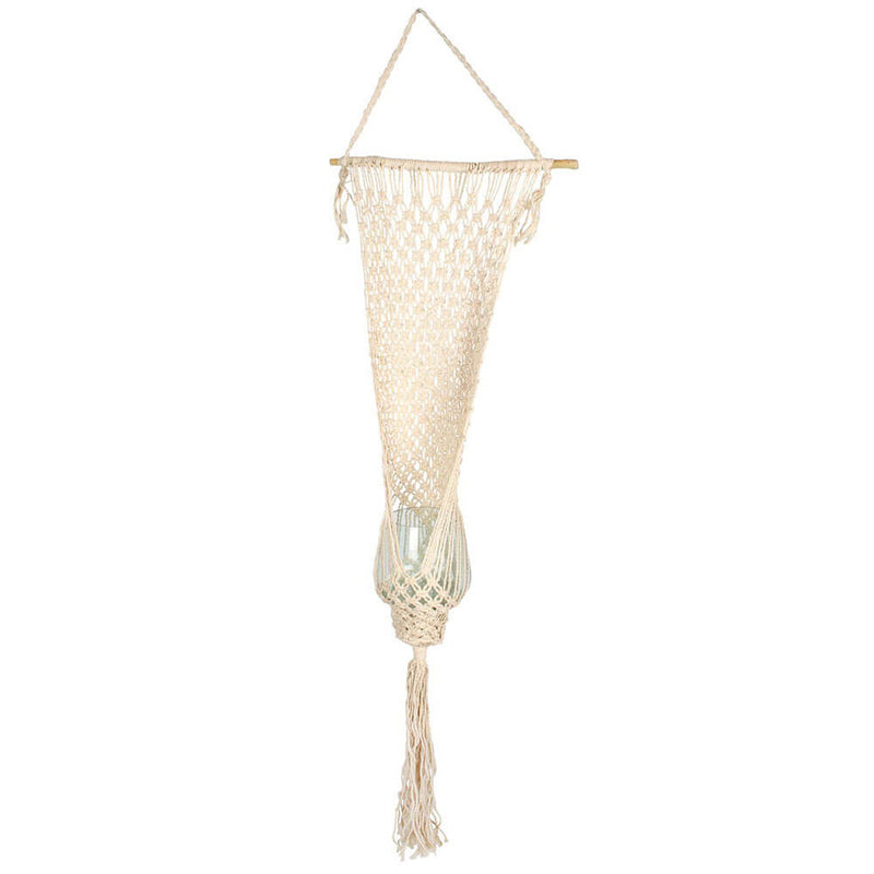 Summer Macrame Wall Hanger Planter w/ Glass Vase