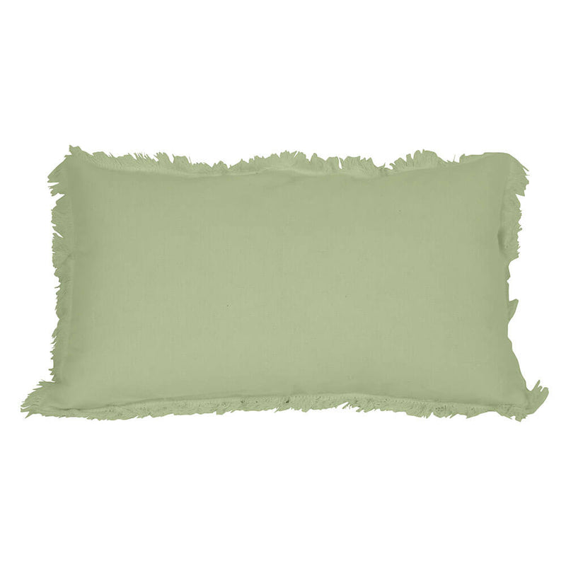 Coussin gaufré Ripley avec franges olive