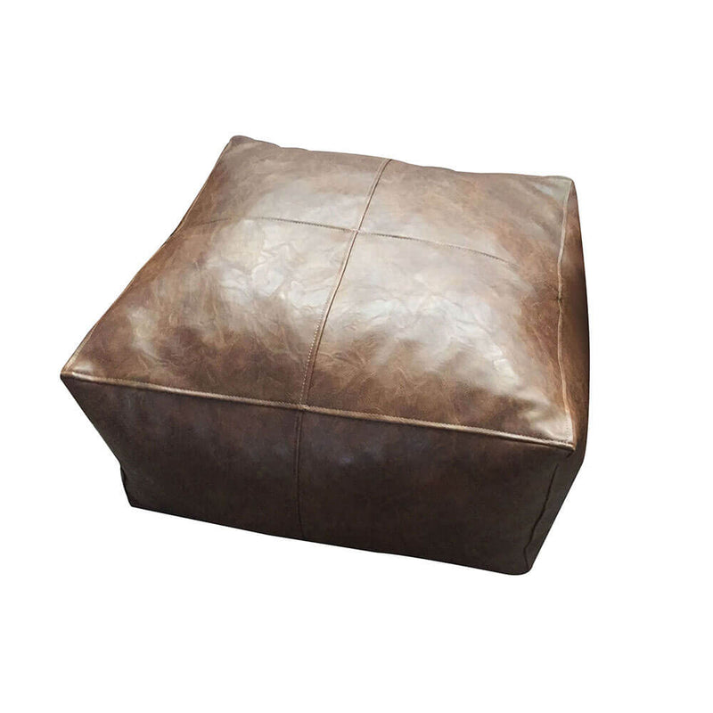 Pouf Bangalow avec rembourrage en cuir PU beige