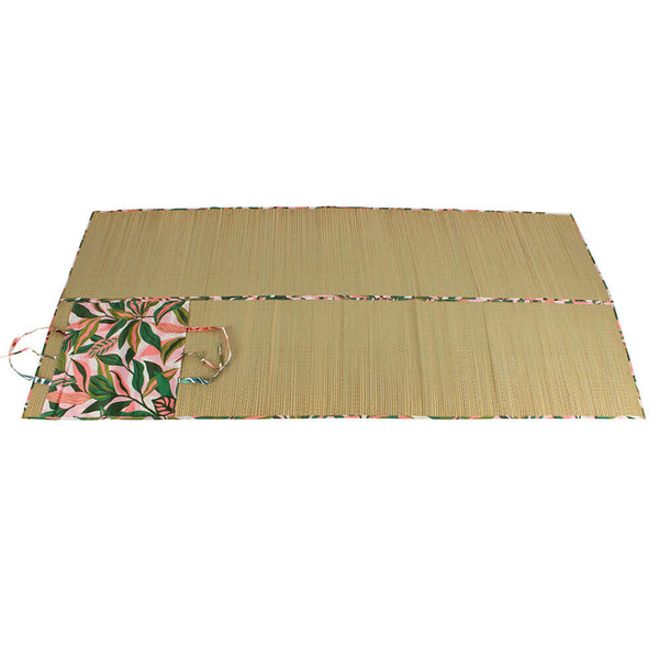 Printed Straw Beach Mat Blush Palm (180x70cm)