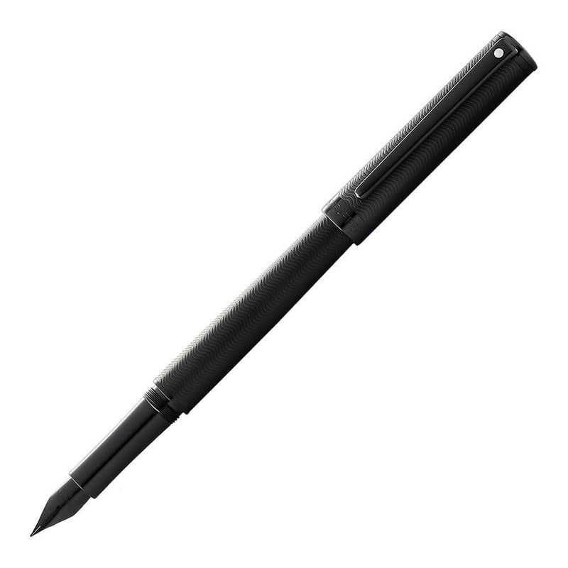 Stylo plume noir mat gravé avec bordure noire