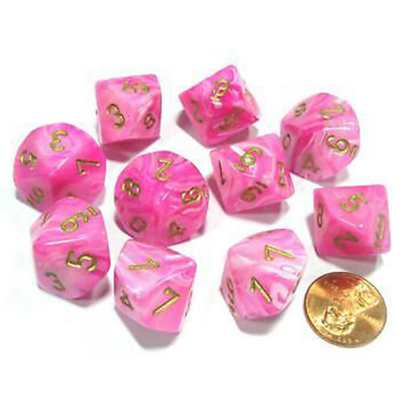 CHESSEX D10 Conjunto de vórtice de 10 moririos poliédricos