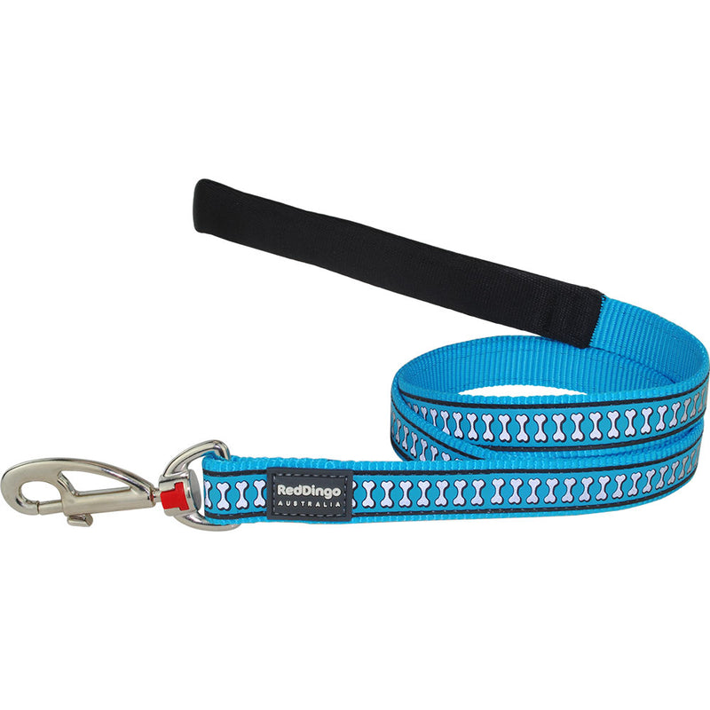 Bones Reflective Bones Dog Lead (turchese)