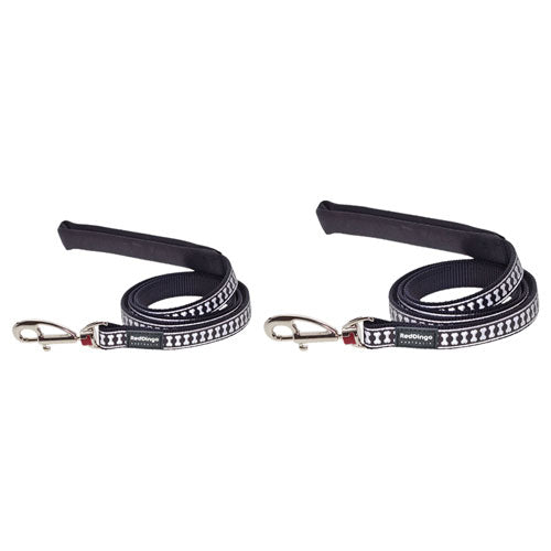 Reflective Bones Dog Lead (Black)