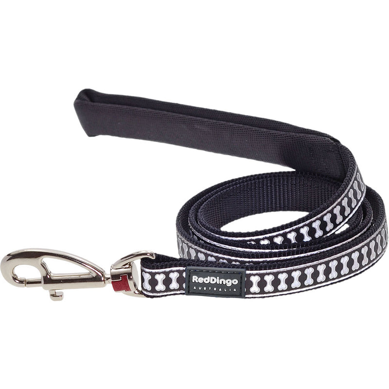 Bones Reflective Bones Dog Lead (nero)