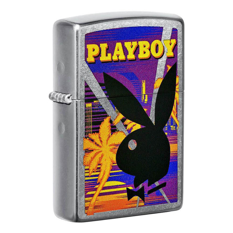 Briquet Zippo Playboy Design Street chromé