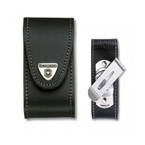 Black Leather Pouch w/ Rotating Metal Belt Clip (5-8 Layers)