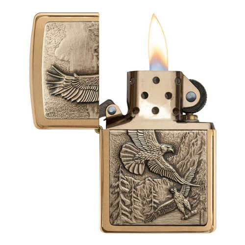 Zippo Brushed Brass Finish Lighter Where Eagles Dare