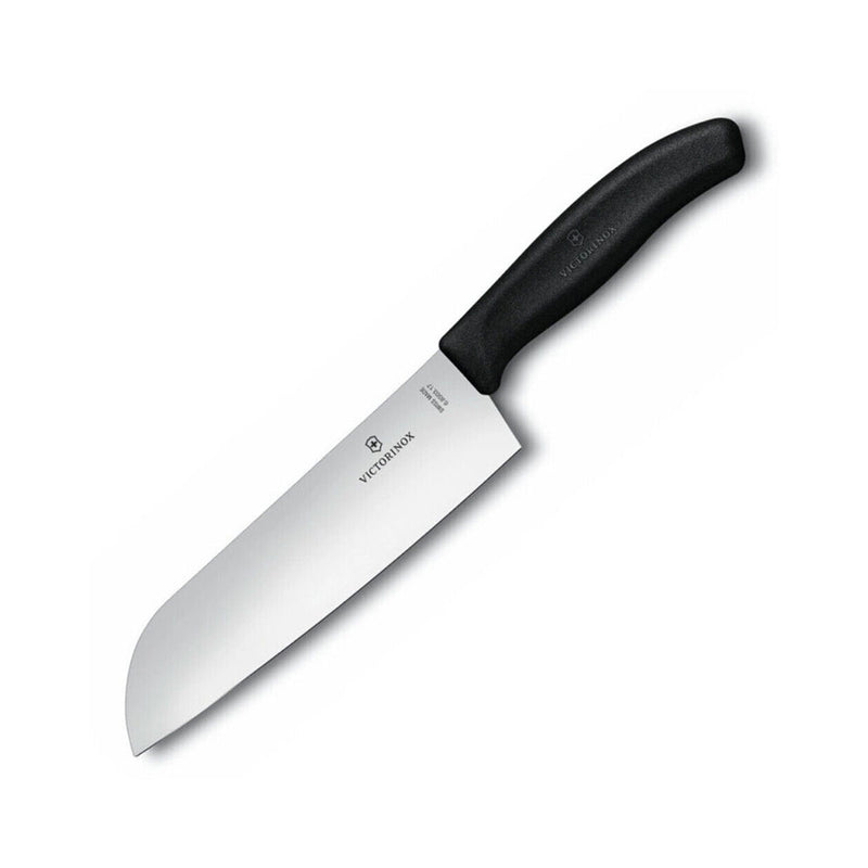  Cuchillo Santoku Clásico de Hoja Ancha 17cm (Negro)