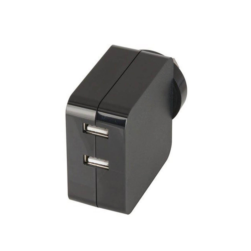 Adaptateur secteur double USB noir (5VDC)