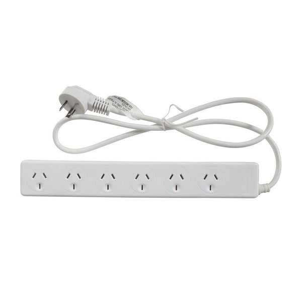 6-Way Mains Powerboard White (240V)