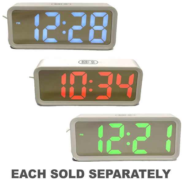 Mirrored Face USB Charging LED Alarm Clock 19cm