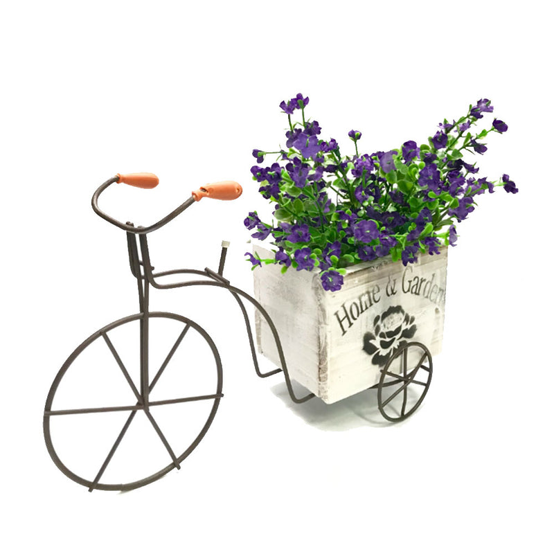 Casa e giardino in bicicletta a 3 ruote con decorazioni per fiori