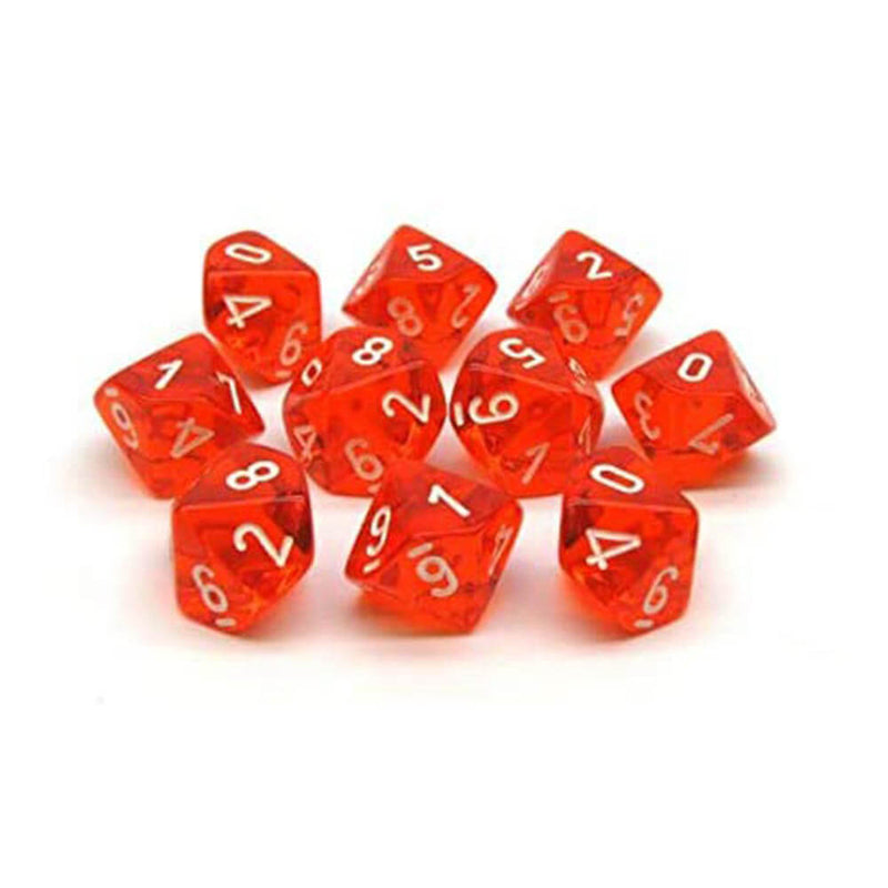 D10 Dice Translucent (10 dés dans un sachet)