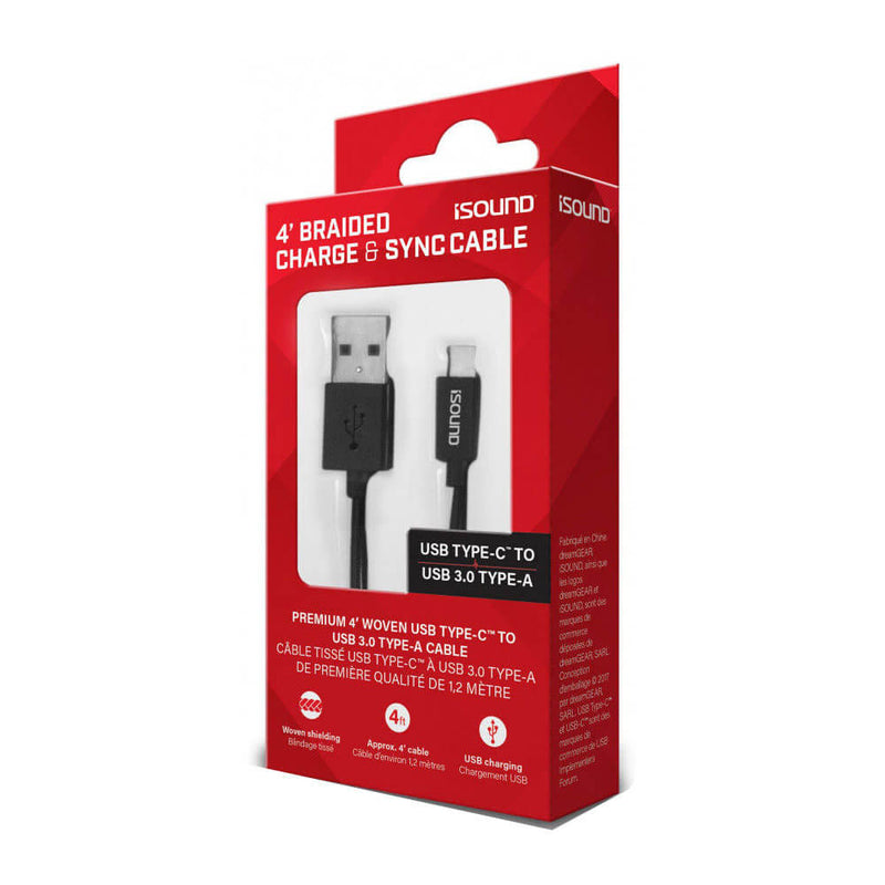 Cavo di carica e sincronizzazione intrecciata USB-C ISOUND (nero)