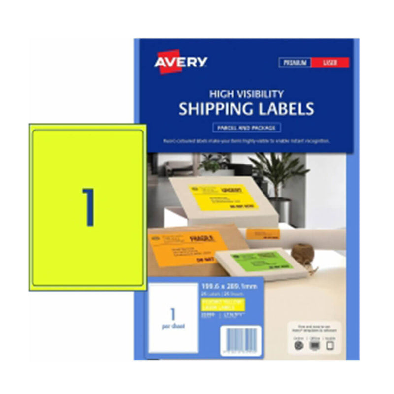 Avery Étiquettes d'expédition haute visibilité 25pk 1/feuille