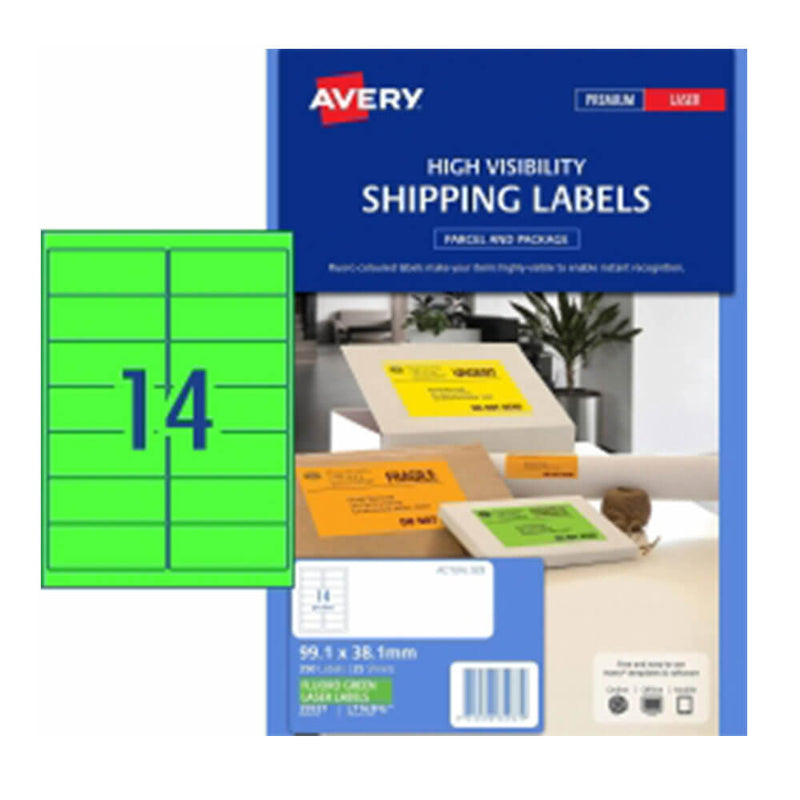 Avery Étiquettes d'expédition haute visibilité 25pk 14/feuille