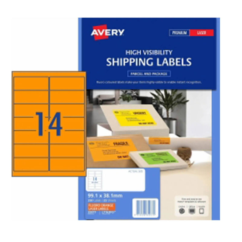 Avery High Visibility Shipping Etiqueta 25pk 14/Hoja