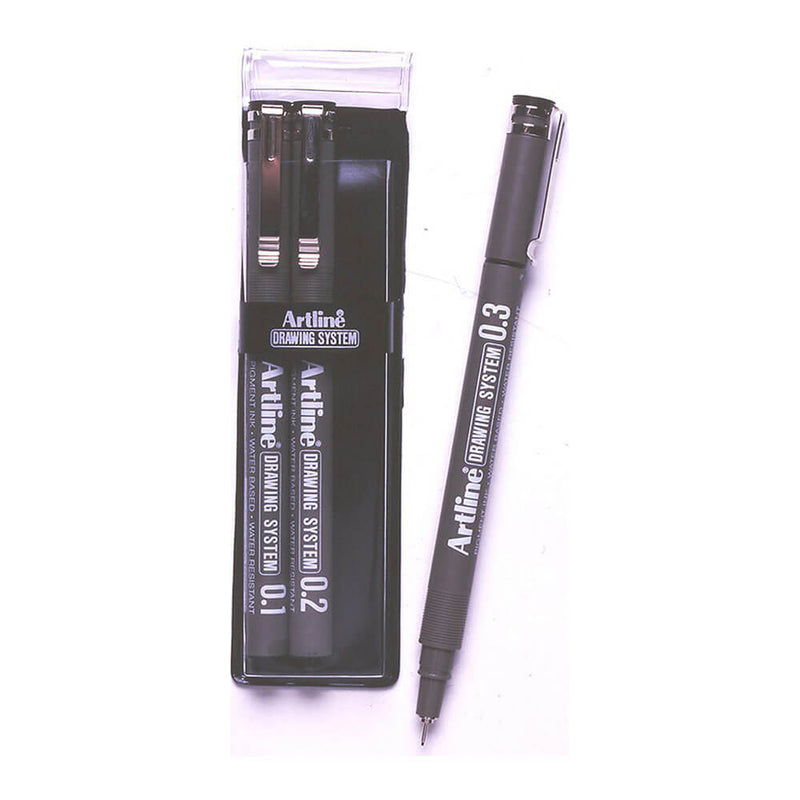 Artline Drawing System Pen Black (portafoglio di 3)