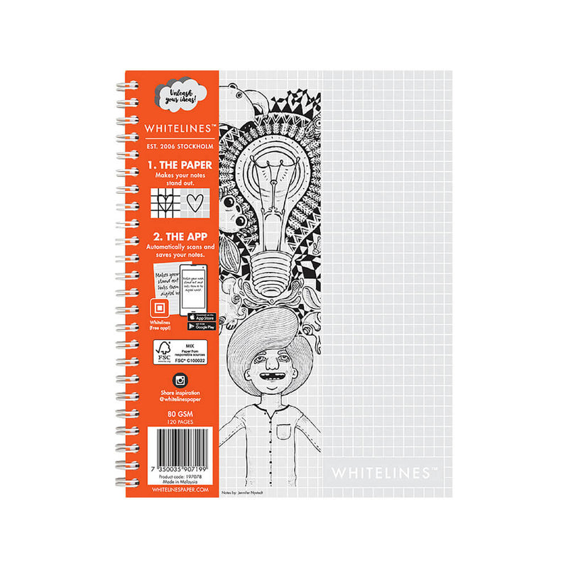 Whitelines Side Opening Spiral Notebook (5mm Squared)