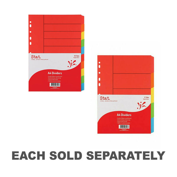 Stat Manilla Dividers A4 (Bright Colours)